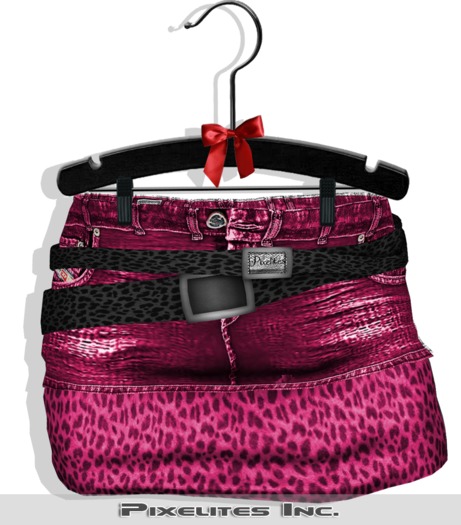 ::PL:: Da Washed Jean Skirt & Belt - Pink Denim