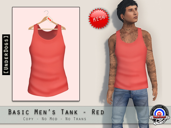 [UnderDogs] - Basic Men's Tank -Red - Mesh