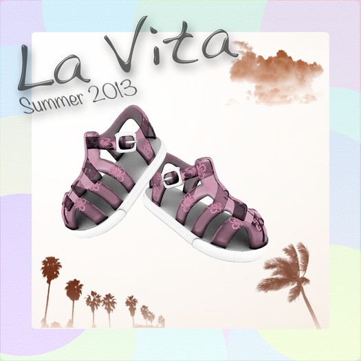 [L.V.] Pink Hibiscus Jelly Sandals