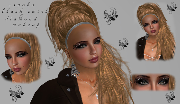 savoha black swirl with diamonds makeup *SALE*