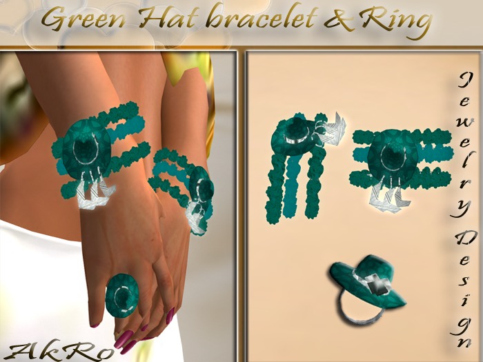 green hat ring bracelet