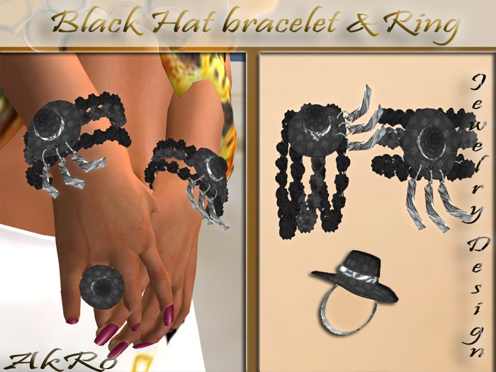 black hat bracelet & ring
