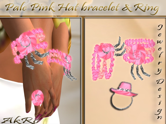 pale pink hat  bracelet & ring