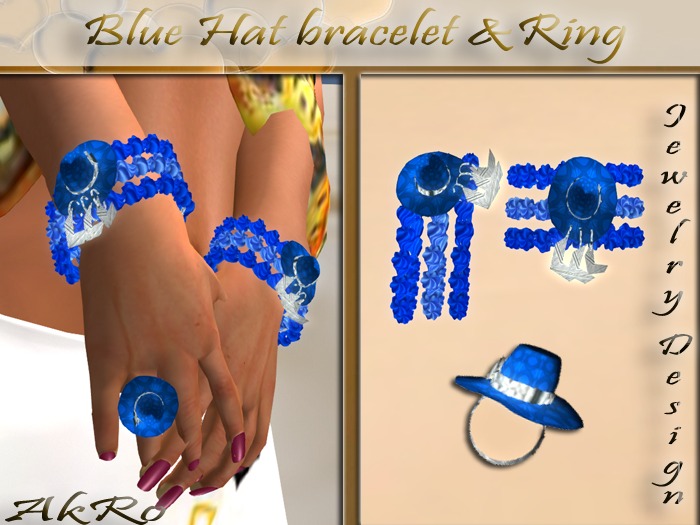 blue hat bracelet & ring