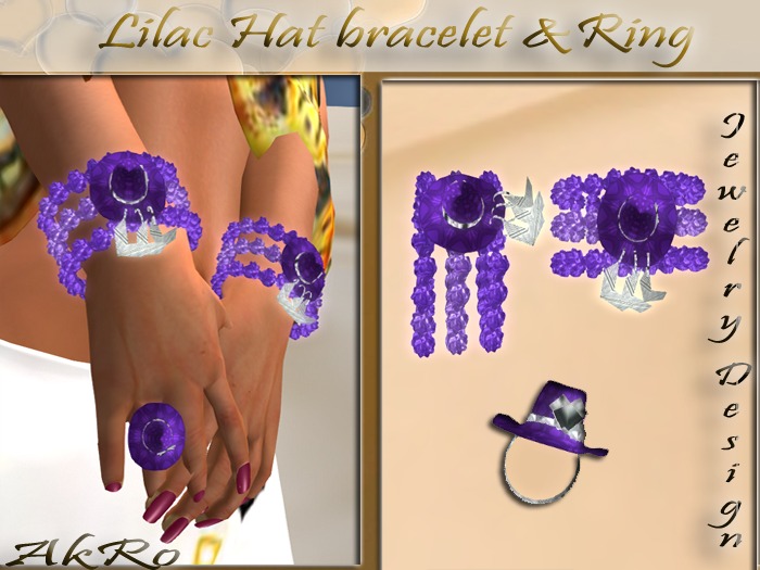 lilac hat bracelet & ring