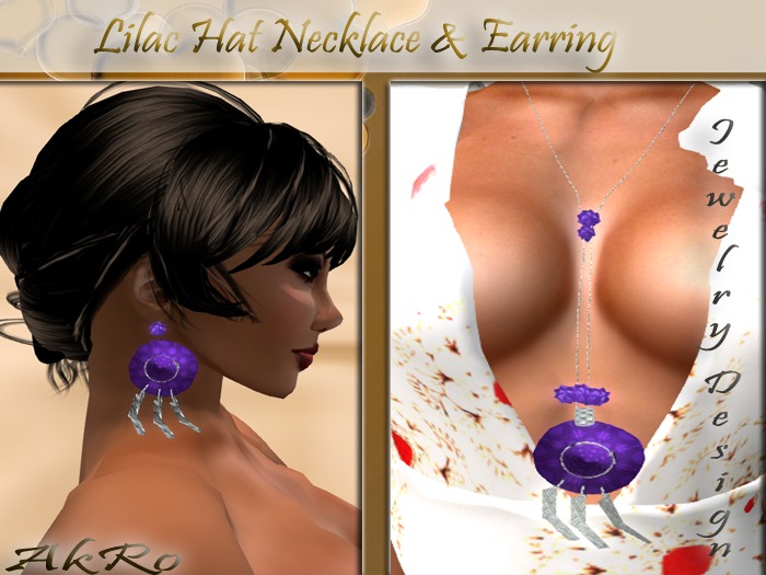 lilac hat earring necklace