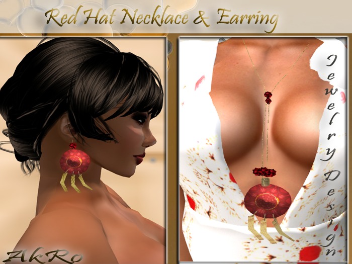 red hat earring necklace