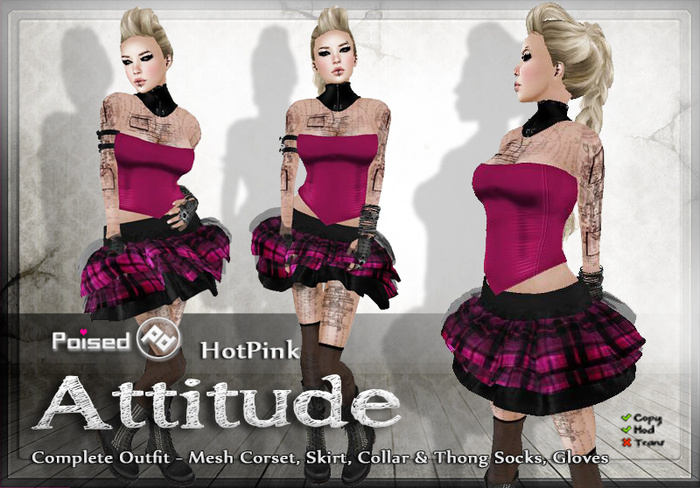 ::Poised:: Attitude HotPink - Mesh Complete Outfit!