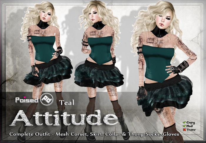 ::Poised:: Attitude Teal - Mesh Complete Outfit!