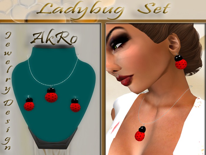 ladybug necklace earring