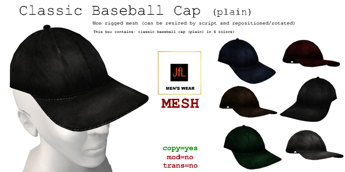 baseball cap, plain