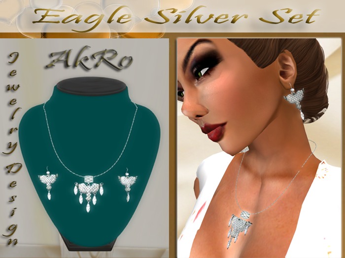 eagle silver  set earring & necklace