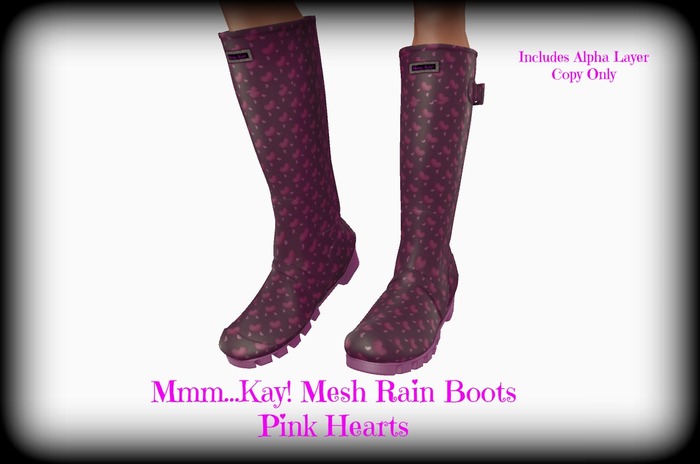 Mmm...Kay! Mesh Rain Boot - Pink Hearts