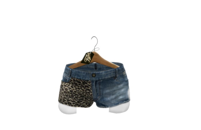 ---::[[F A M E]]::---LeopardV2-Blue-MeshLadiesPocketShorts