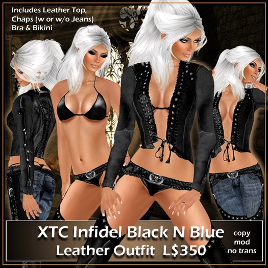 XTC Infidel Black N Blue Leather Outfit