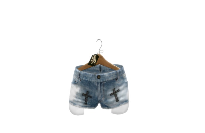 ---::[[F A M E]]::---Cross-LightBlue-MeshLadiesPocketShorts