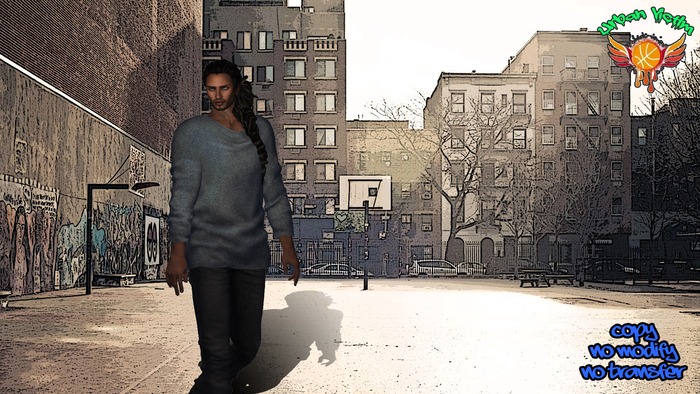 Mesh Loose Knit-Shirt grey wool