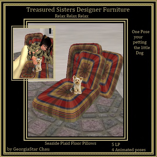 G! Seaside Plaid Floor Pillow 5LP