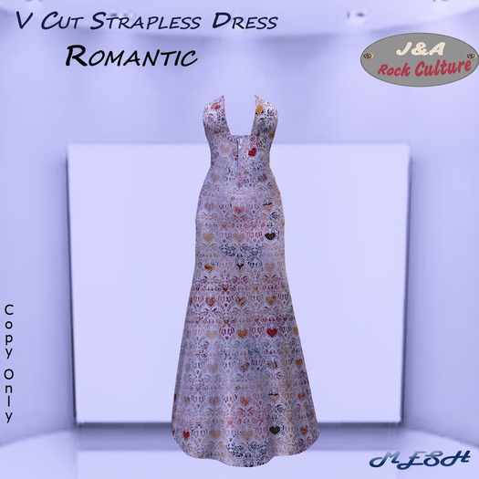 V Cut Strapless Dress Romantic