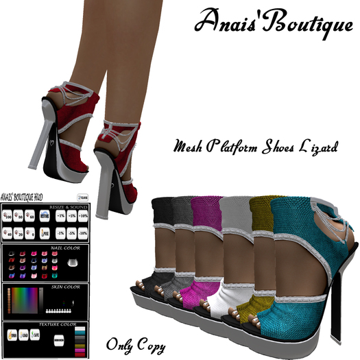 Anais' Mesh Platform Shoes Lizard