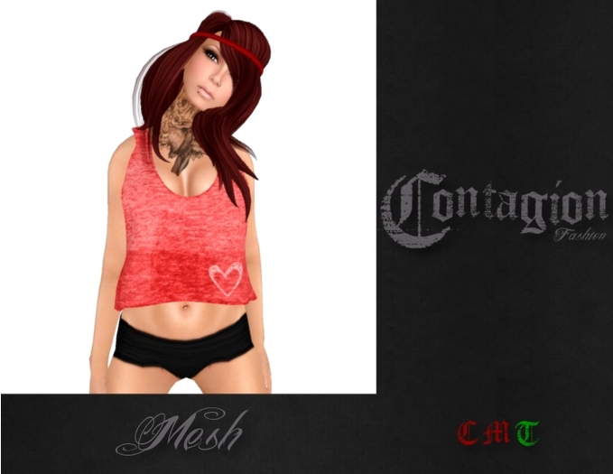 !*C*! Red Glitter Heart Short Tank