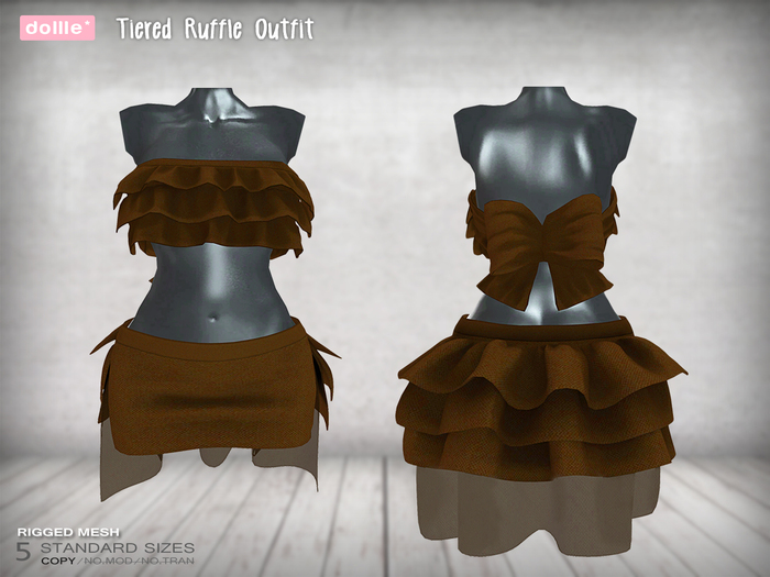 {dollle*} Tiered Ruffle Outfit - Brown