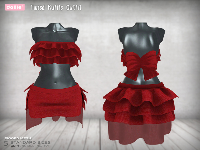 {dollle*} Tiered Ruffle Outfit - Red