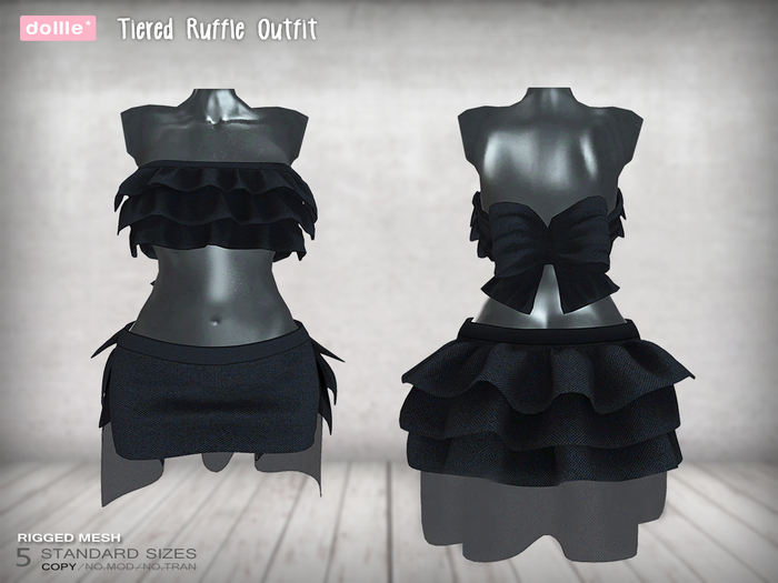 {dollle*} Tiered Ruffle Outfit - Black