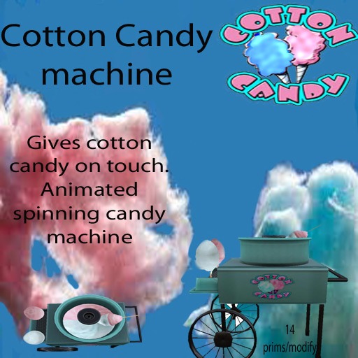 Second Life Marketplace cotton candy machine multi colord )