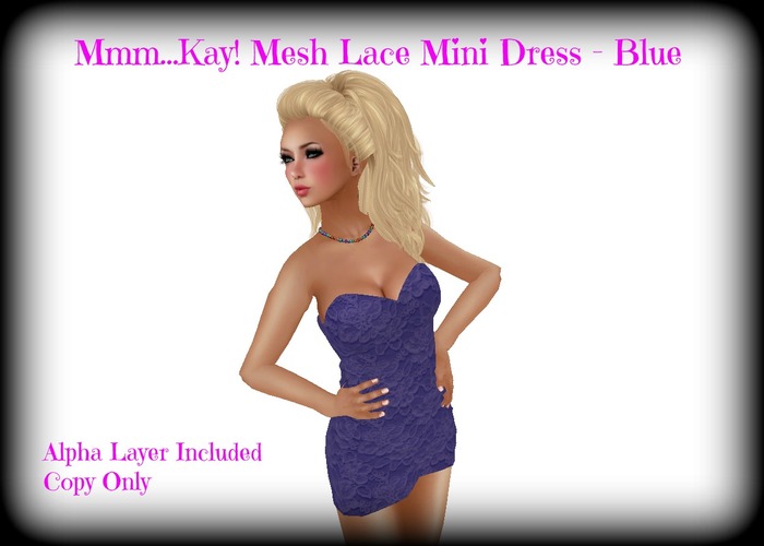 Mmm...Kay! Lace Mini Dress - Blue