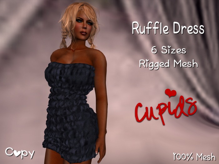 RUFFLE DRESS Mesh Washed Denim