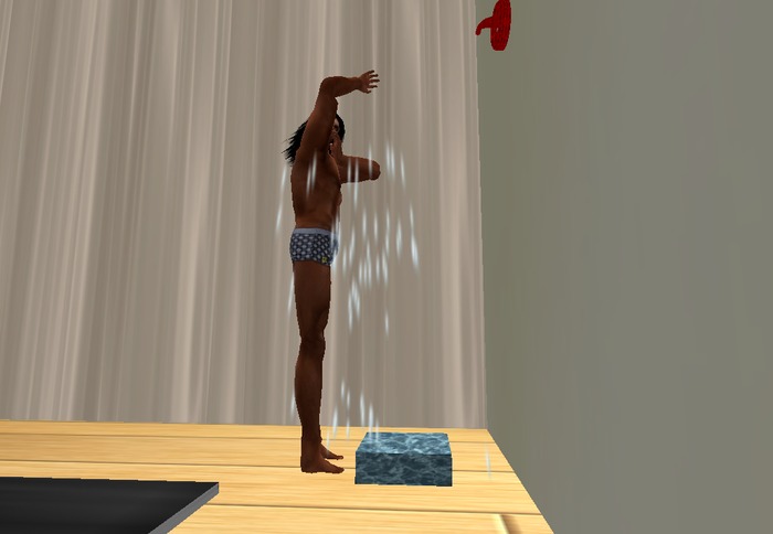 male showering