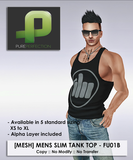 ~PURE~ {Mesh} Men's Slim Tank Top (FU01W)
