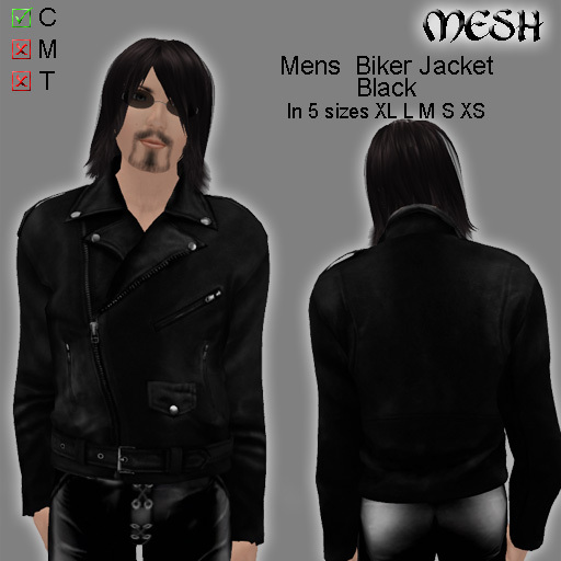 Mens Biker Jacket black - Mesh