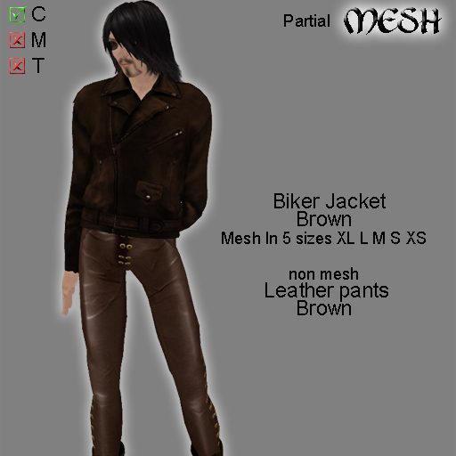 Male Biker Jacket set - Brown
