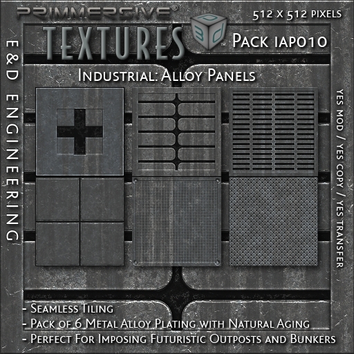 Second Life Marketplace - [IAP010] 6 512px Aged Gray Steel Alloy Panel ...
