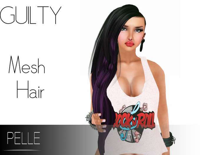 Pelle - GUILTY 100% RIGGED MESH HAIR BLACK PURPLE