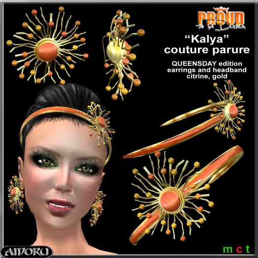AIDORU kalya couture earrings and headband QD orange ed. 