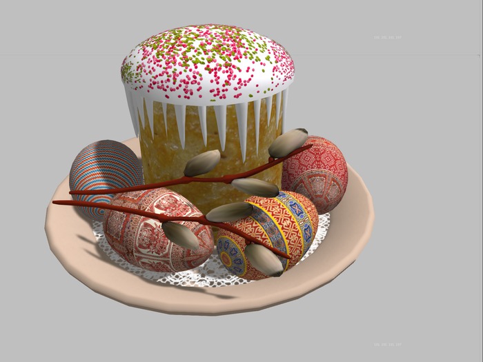 kulich & plate & egg & willow