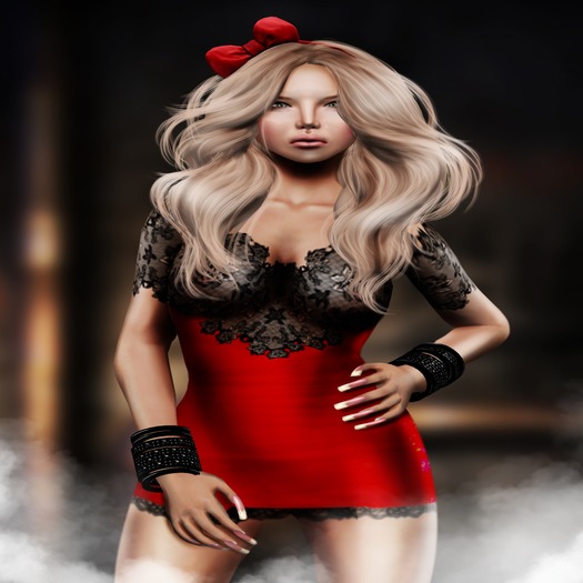 PROMO:Posh Lace Dress Red with LOLA TANGO appliers