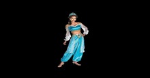 Arabian girl in blue greeter stand up Mod / copy