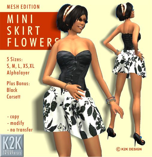 mesh - mini skirt flowers #