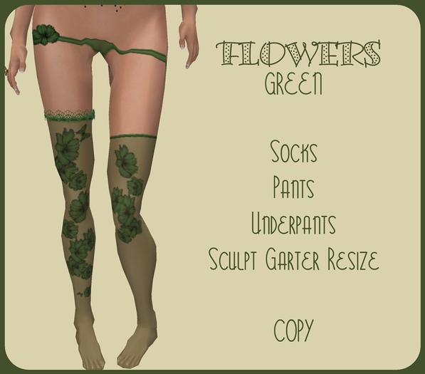Flowers socks Green