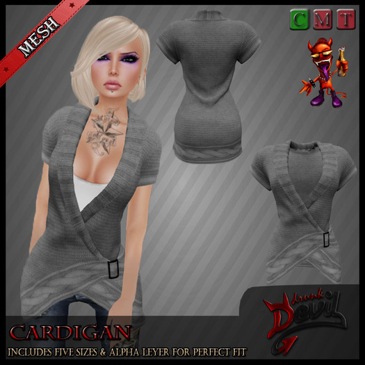 ..::Drunk Devil ::.. ~ Grey ~ MESH Cardigan
