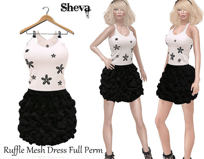 ***Sheva***Ruffle Mesh Dress Full Perm