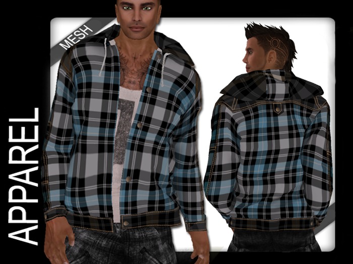 PCD Hooded Jacket Blue Check Box