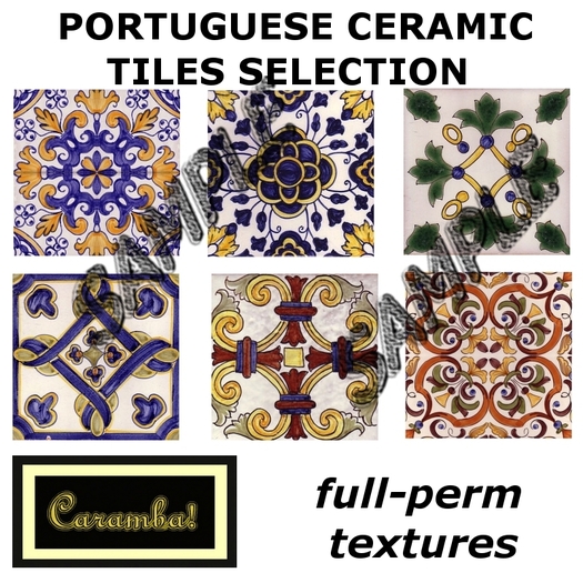 Portuguese ceramic tile selection - 6 textures