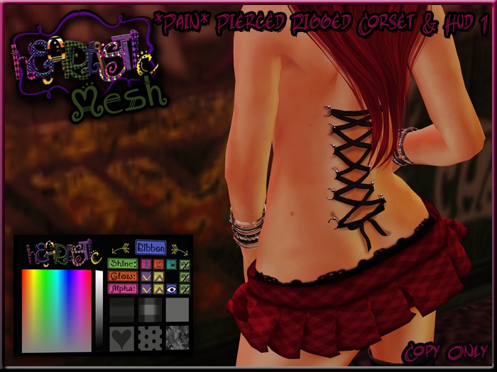 *Pain* Pierced Rigged Mesh Corset & Hud 1