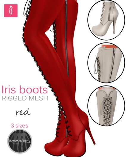 **SHINE** Iris Mesh Boots /Red 