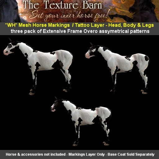 The Texture Barn - Overo Pinto 3pack - for WH Mesh Horse Avatar